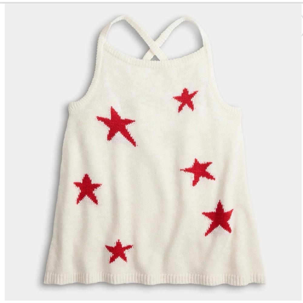 Star Knit Tank NWT white red sweater tank XL cookout fireworks *2 for 20*